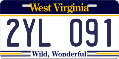 WV license plate 2YL091