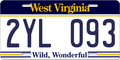 WV license plate 2YL093