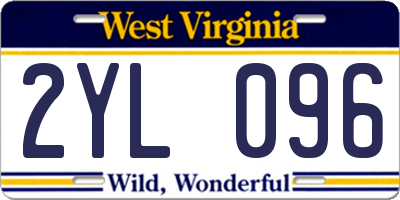 WV license plate 2YL096