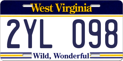 WV license plate 2YL098