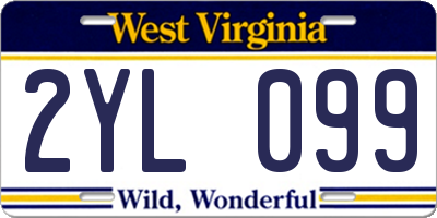 WV license plate 2YL099