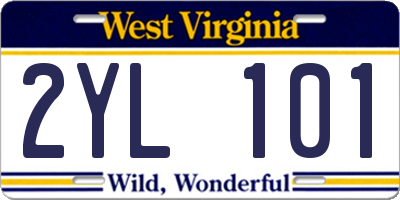 WV license plate 2YL101