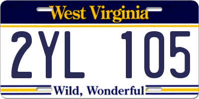 WV license plate 2YL105