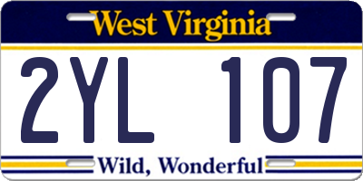 WV license plate 2YL107