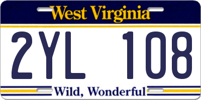 WV license plate 2YL108