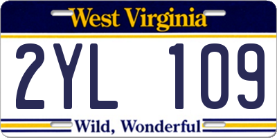 WV license plate 2YL109