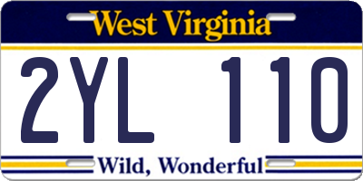 WV license plate 2YL110
