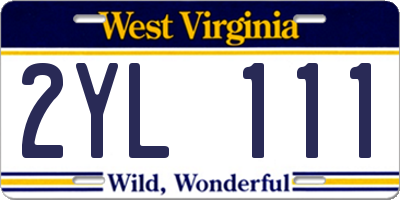 WV license plate 2YL111