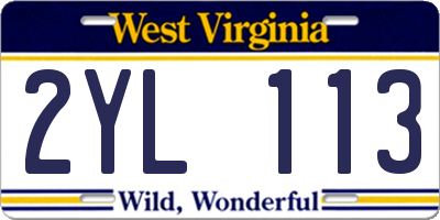 WV license plate 2YL113