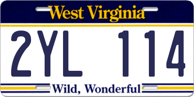 WV license plate 2YL114