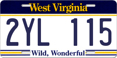 WV license plate 2YL115