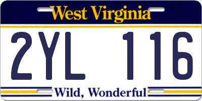 WV license plate 2YL116