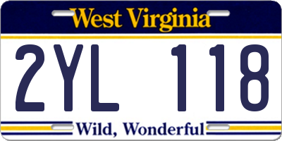 WV license plate 2YL118