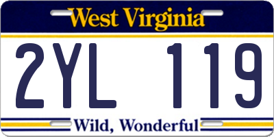 WV license plate 2YL119