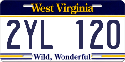 WV license plate 2YL120