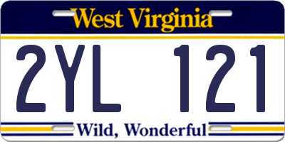 WV license plate 2YL121