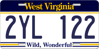 WV license plate 2YL122