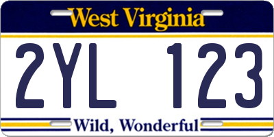 WV license plate 2YL123