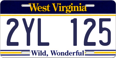 WV license plate 2YL125