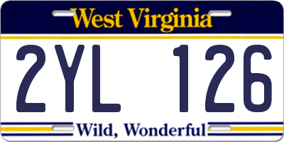 WV license plate 2YL126