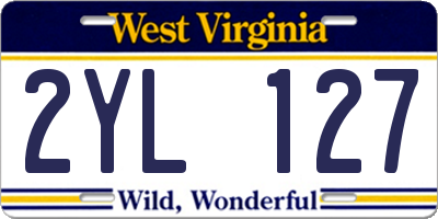 WV license plate 2YL127