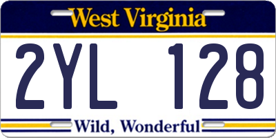 WV license plate 2YL128