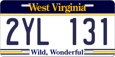 WV license plate 2YL131