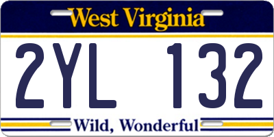 WV license plate 2YL132