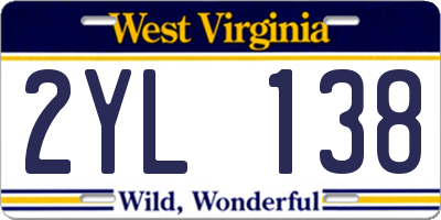 WV license plate 2YL138