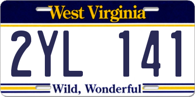 WV license plate 2YL141