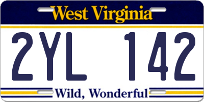 WV license plate 2YL142