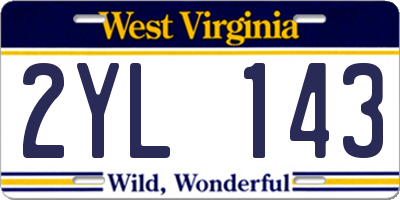 WV license plate 2YL143