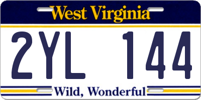 WV license plate 2YL144