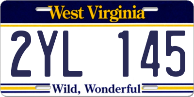 WV license plate 2YL145