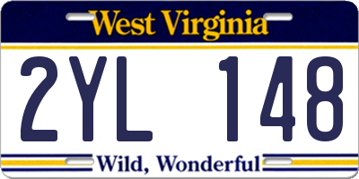 WV license plate 2YL148