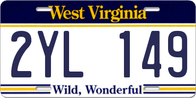 WV license plate 2YL149