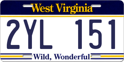 WV license plate 2YL151