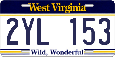WV license plate 2YL153
