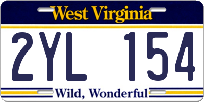 WV license plate 2YL154