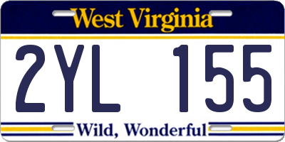WV license plate 2YL155