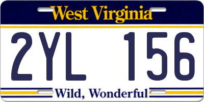 WV license plate 2YL156