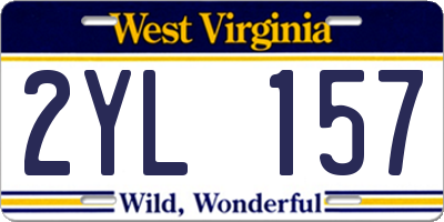 WV license plate 2YL157