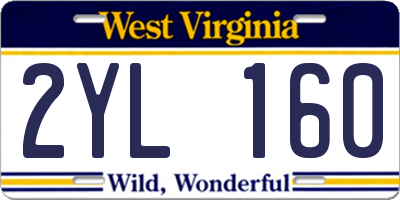 WV license plate 2YL160