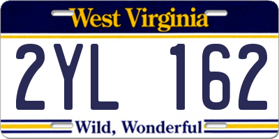 WV license plate 2YL162