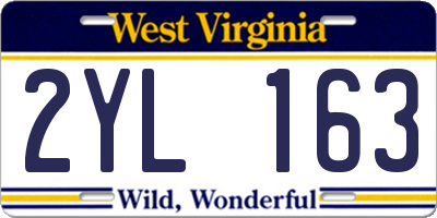 WV license plate 2YL163