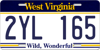 WV license plate 2YL165