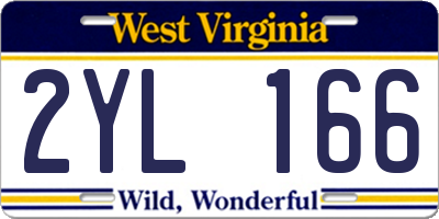 WV license plate 2YL166