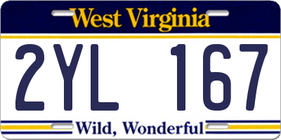 WV license plate 2YL167