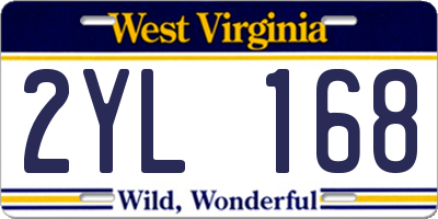 WV license plate 2YL168