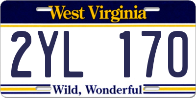 WV license plate 2YL170